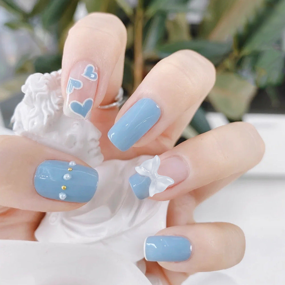 Creamy Blue Love Valentine's Day Jelly Gel Nail Art