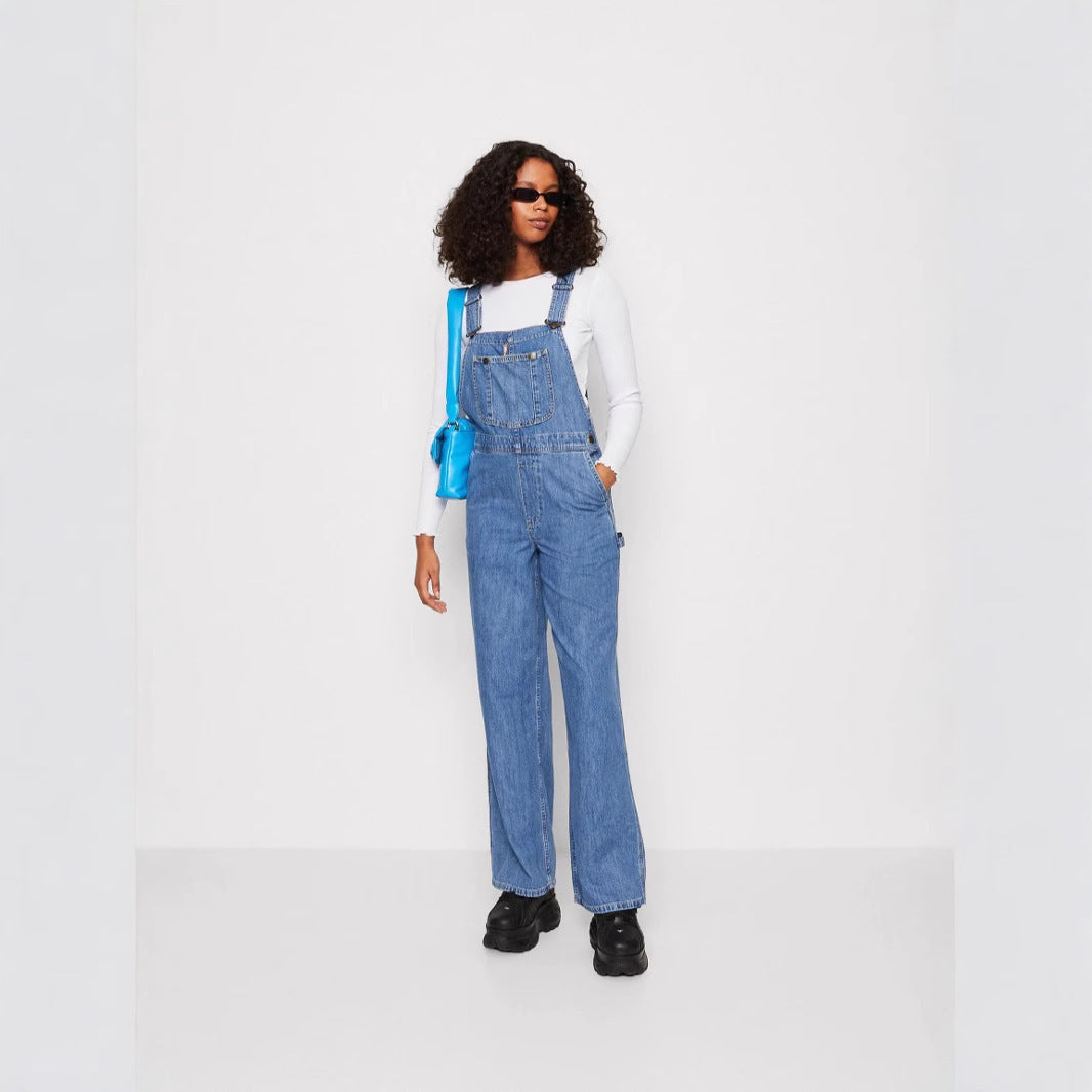 Fashionable Loose and Slimming Women's Denim Overalls