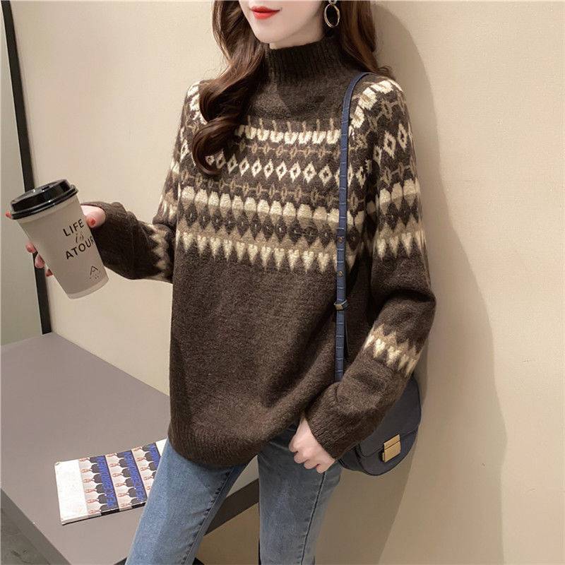 Women's Korean Style Half Turtleneck Loose Fit Sweater