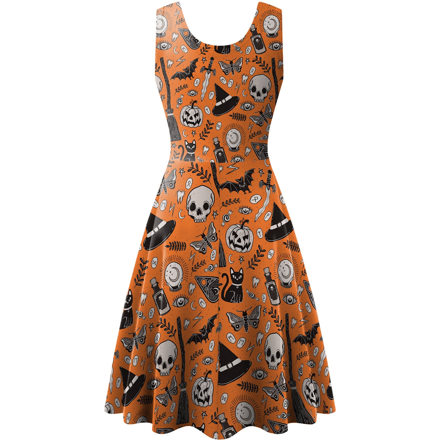 Sleeveless Vest Pumpkin Skull Digital Printed Dress for Women