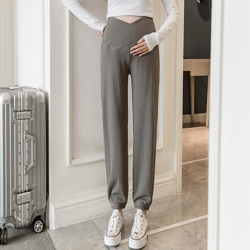 Casual Versatile Loose Striped Waist Support Maternity Pants