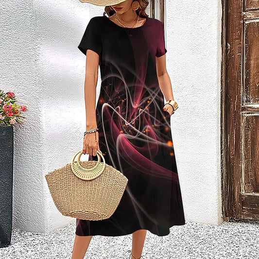 Casual Fashion Simple Line Pattern Top with Elegant A-Line Skirt