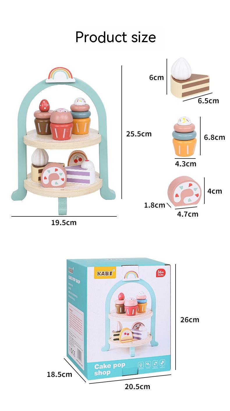 Wooden Children's Simulation Cake Stand Ice Cream Toy