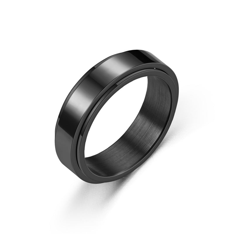 Rotating Titanium Steel Simple Bracelet Ring For Women