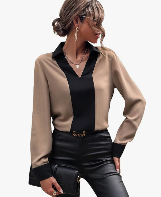 Women's Long-Sleeved V-Neck Casual Fashion Top