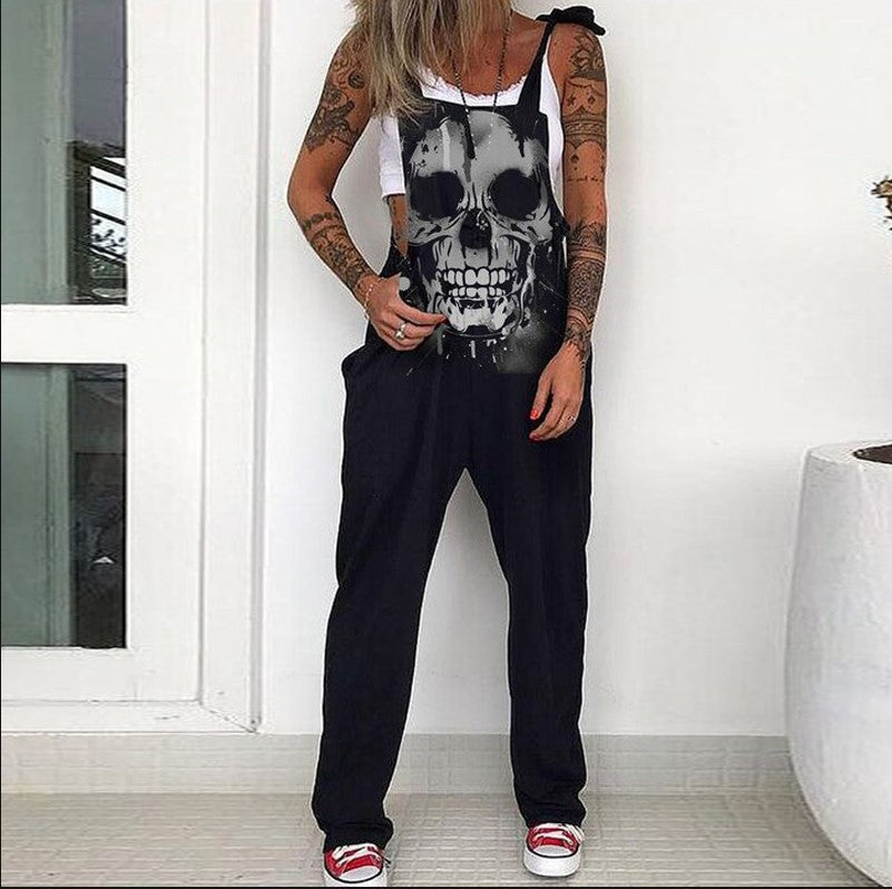 Get the Ultimate Street Style with Skull Print Overalls for Women