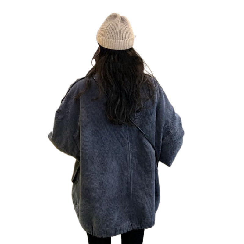 New Women's Corduroy Coat with Lamb Wool Lining