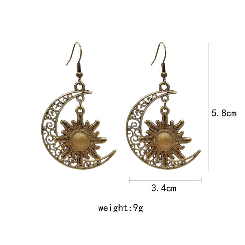 Fashion Hollowed-out Moon Sun Earrings