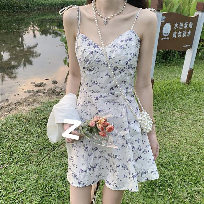 Waist Slimming Floral Strap Dress For Women