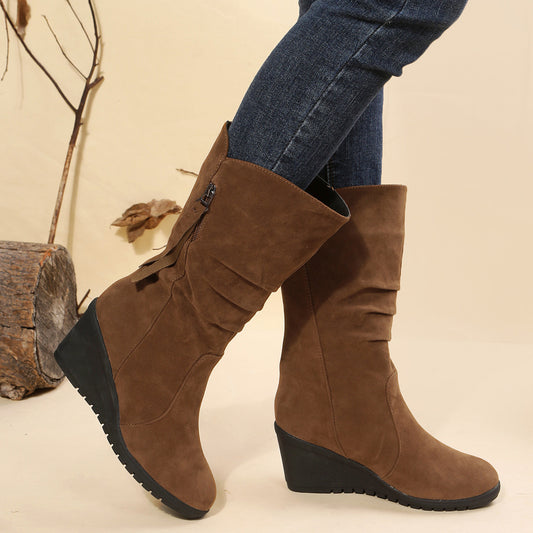 Large Size Women's Round Toe Low Heel Martin Boots