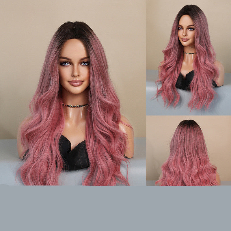 Wig Women's Long Curly Hair Mid-length Head Dyed