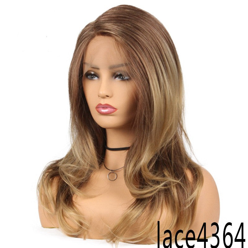 European And American Wig Partial Section Before Lace Wig Chemical Fiber Long Curly Hair Headcover
