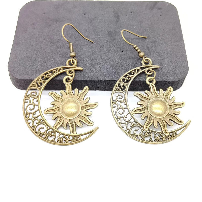 Fashion Hollowed-out Moon Sun Earrings