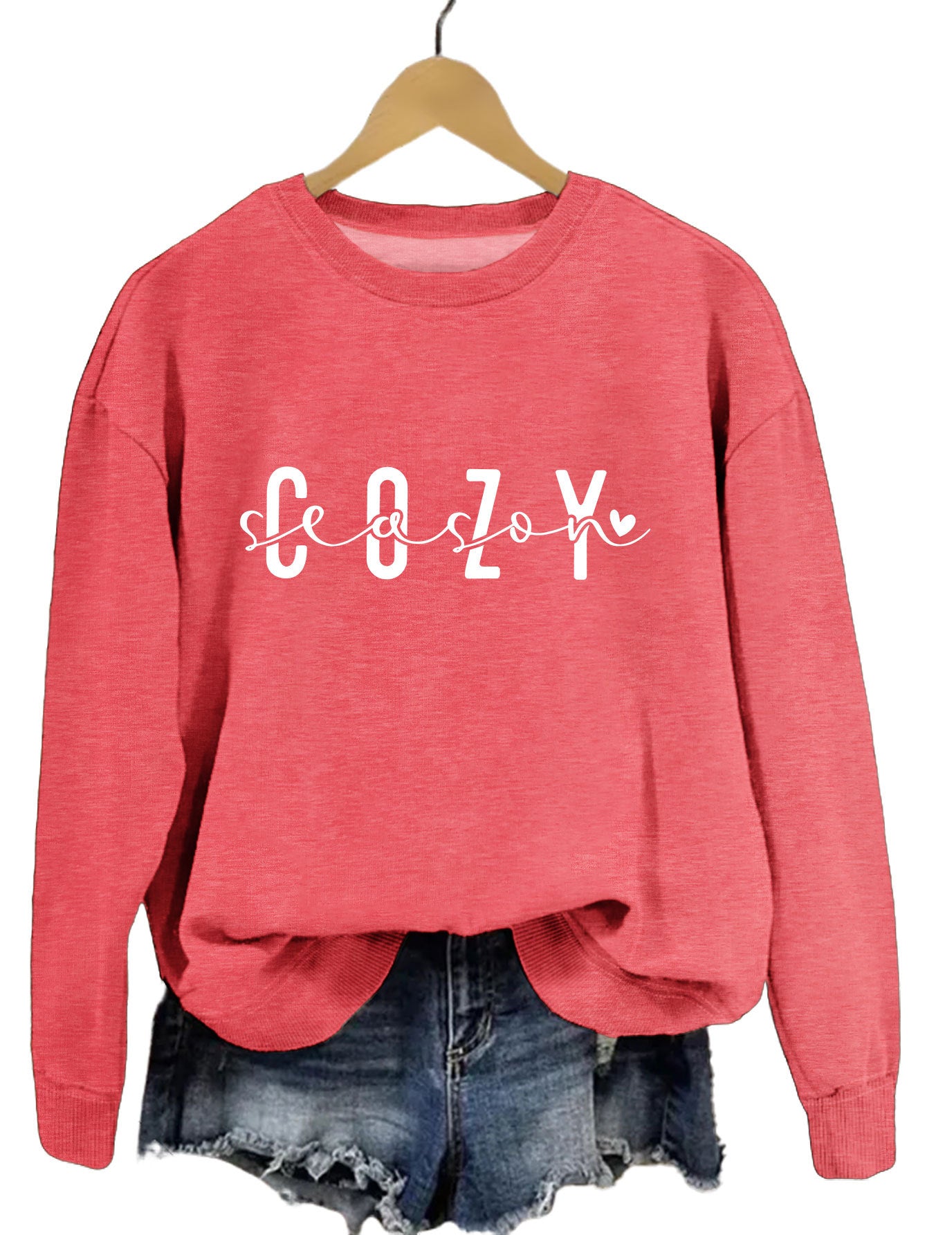 Fashion Printed Cozy Season Autumn Crew Neck Long Sleeve All-match Loose Sweater