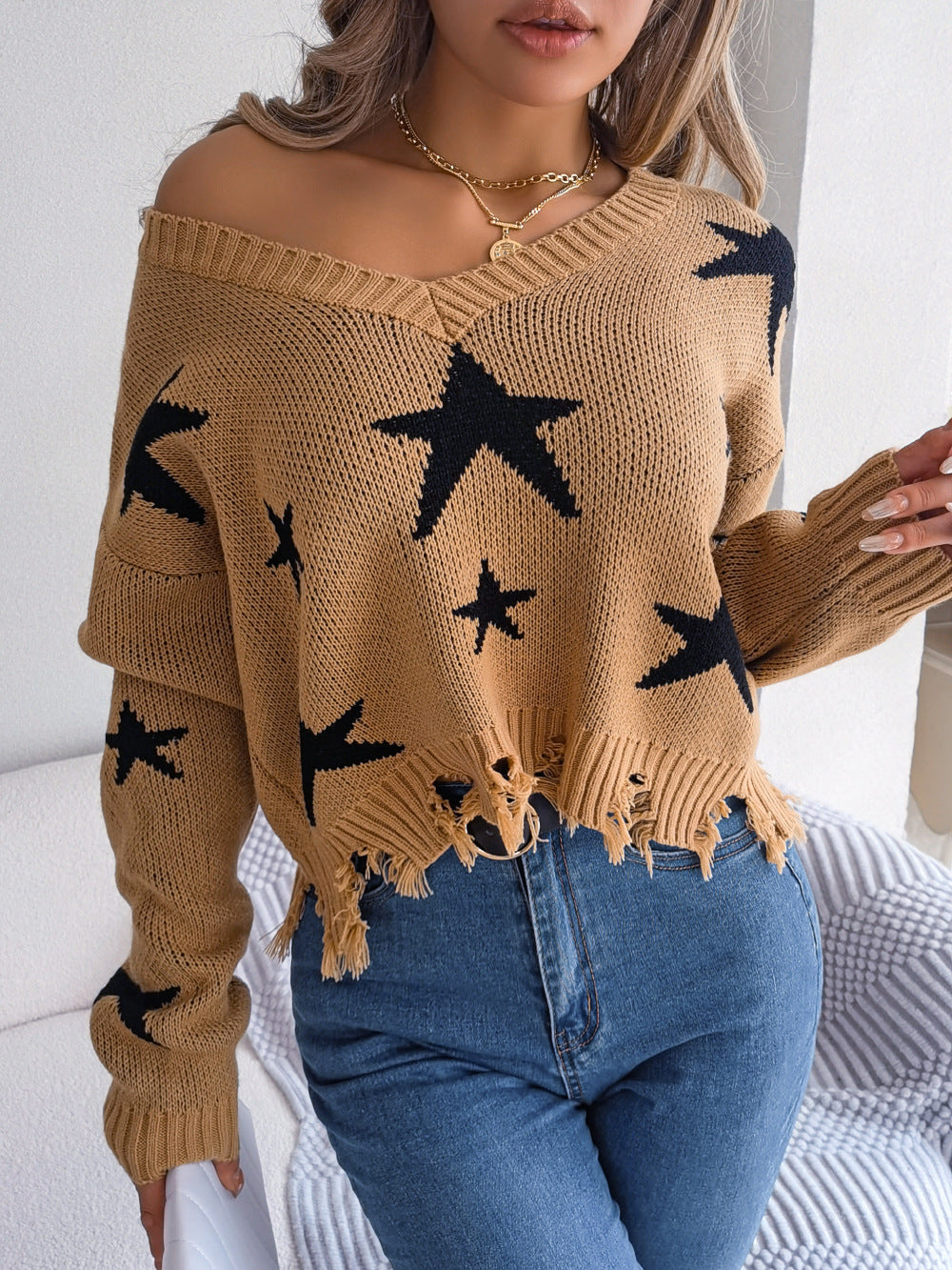 Knitted Long Sleeve Pullover Sweater