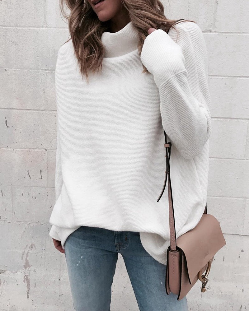 Half High Collar Loose Shirt Sweater