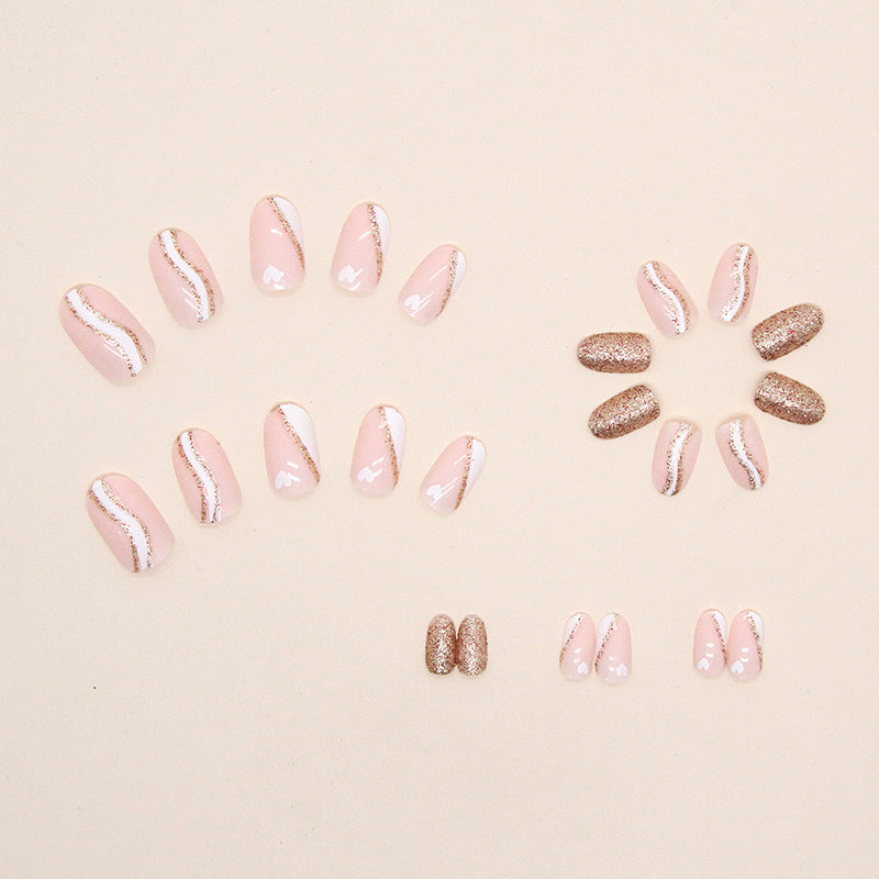 Simple Milky White French Glitter Powder Nail Sticker