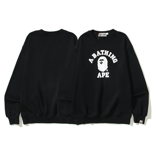 Ape Head Printed Cartoon Round Neck Sweater for Men and Women