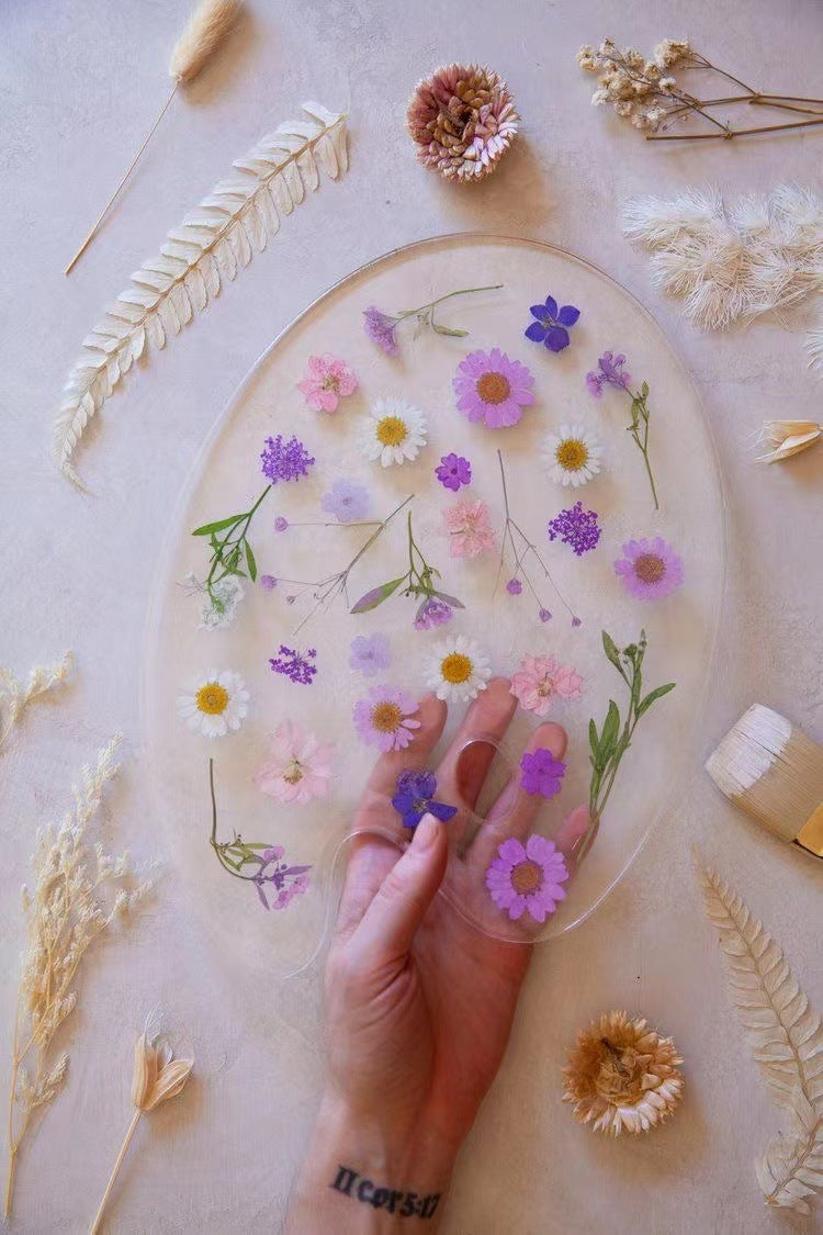 Acrylic Resin Real Dried Flowers Transparent Palette