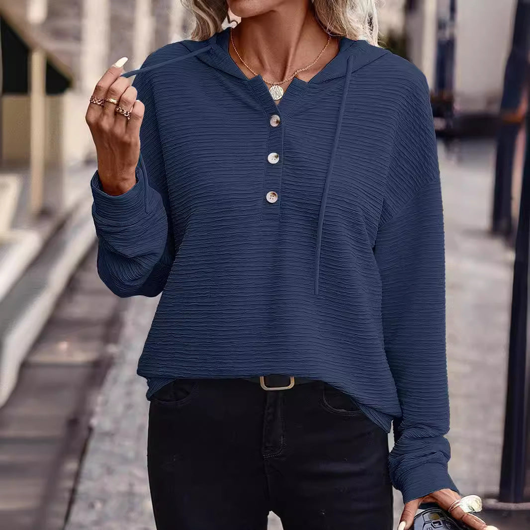 Solid Color Casual Drop-Shoulder Long Sleeve Top