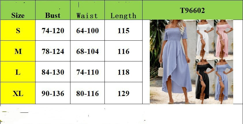 Solid Color Off-shoulder High Waist Slimming Long Dress