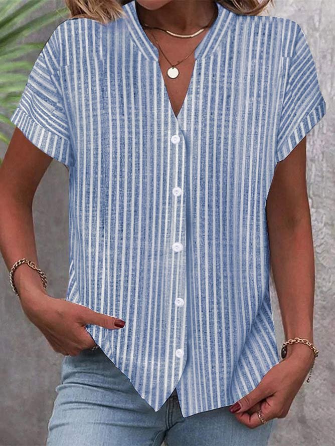 Navy Style Striped Short-sleeved Shirt: New Casual T-shirt