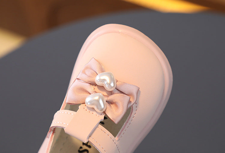 Princess-Style Little Kids' Leather Shoes with Soft Bottom