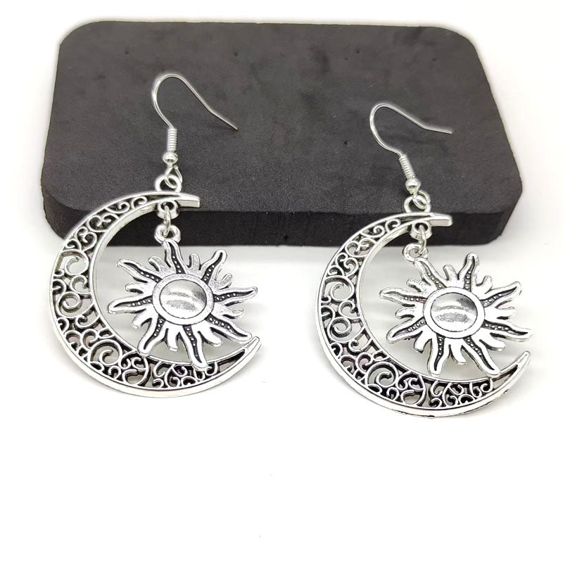 Fashion Hollowed-out Moon Sun Earrings