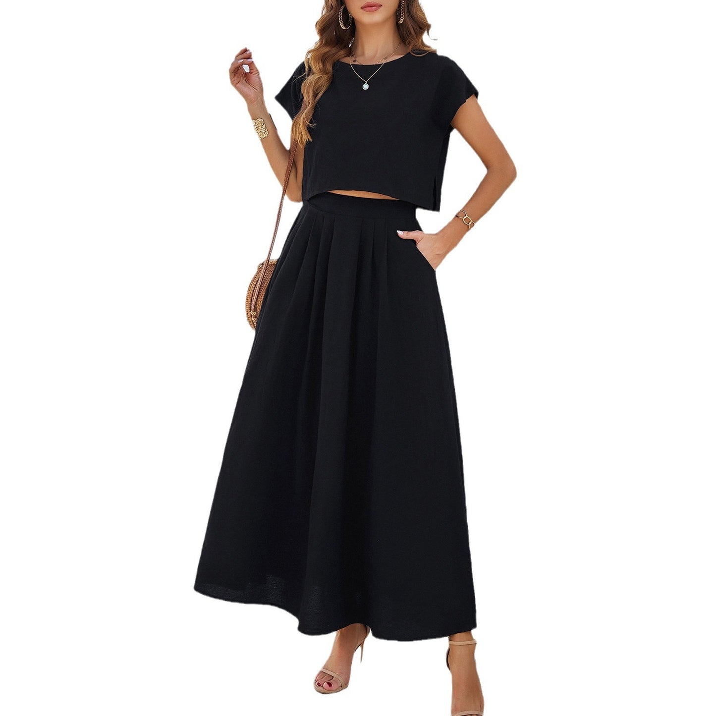 Minimalist Sleeveless Top and Long Skirt Set: Casual Elegance for Women