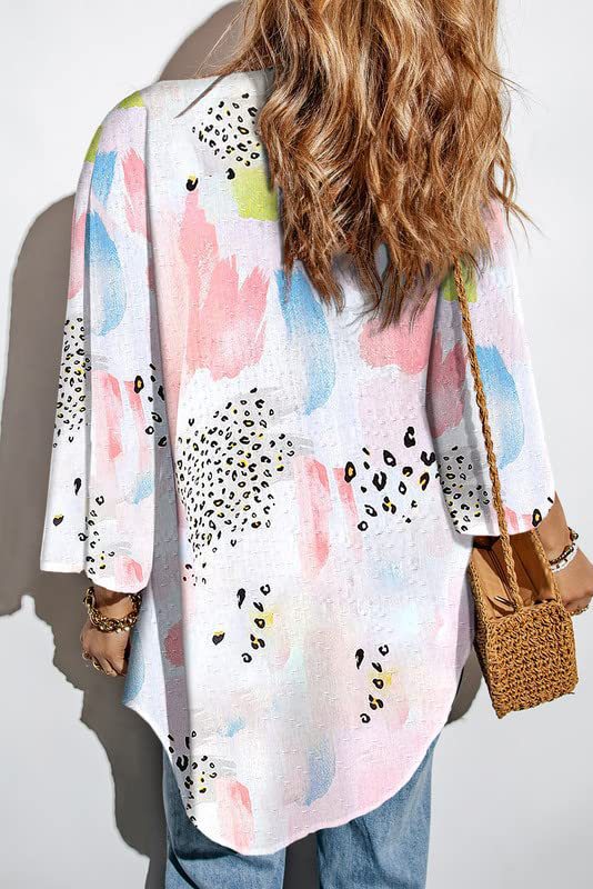 Women's Top: Fashionable Flower Print Shirt Jacket