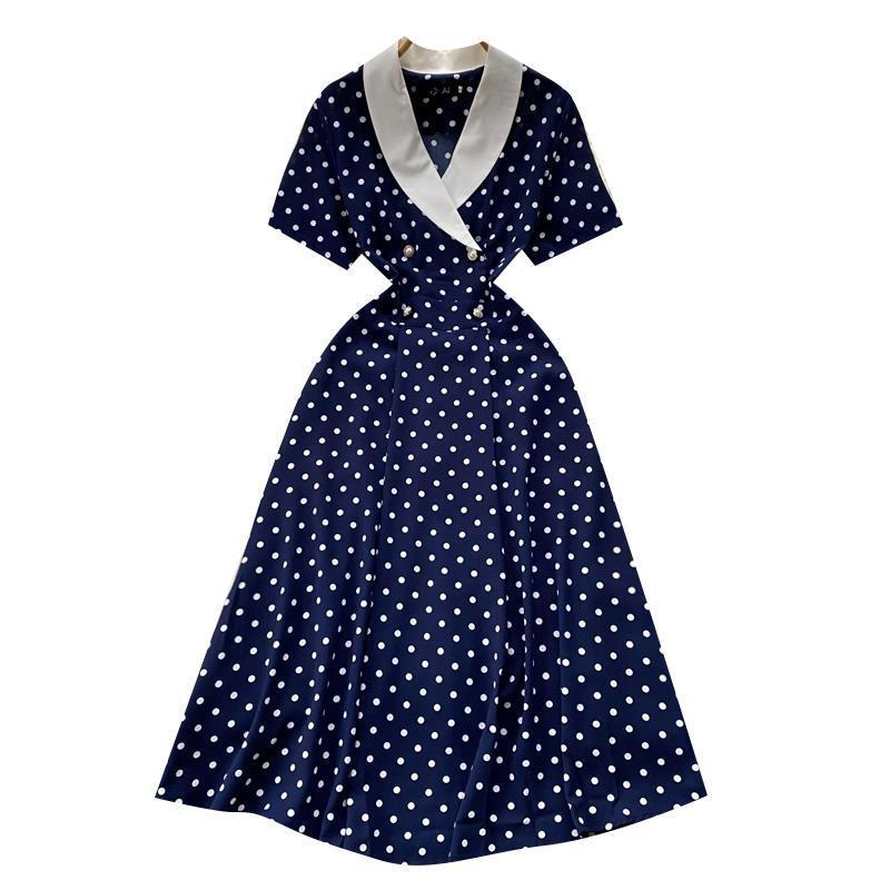 Women's Lightly Mature Polka Dot Contrasting-color Dress