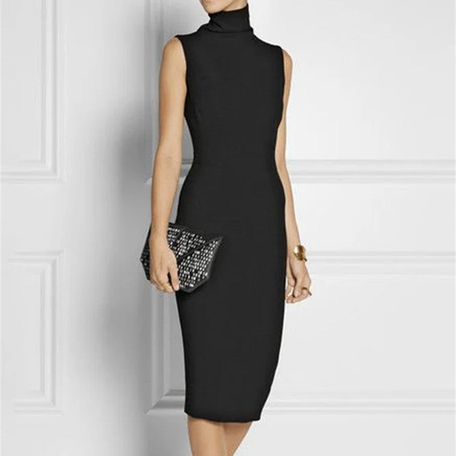 Turtleneck Regular Version Mid-length Dress