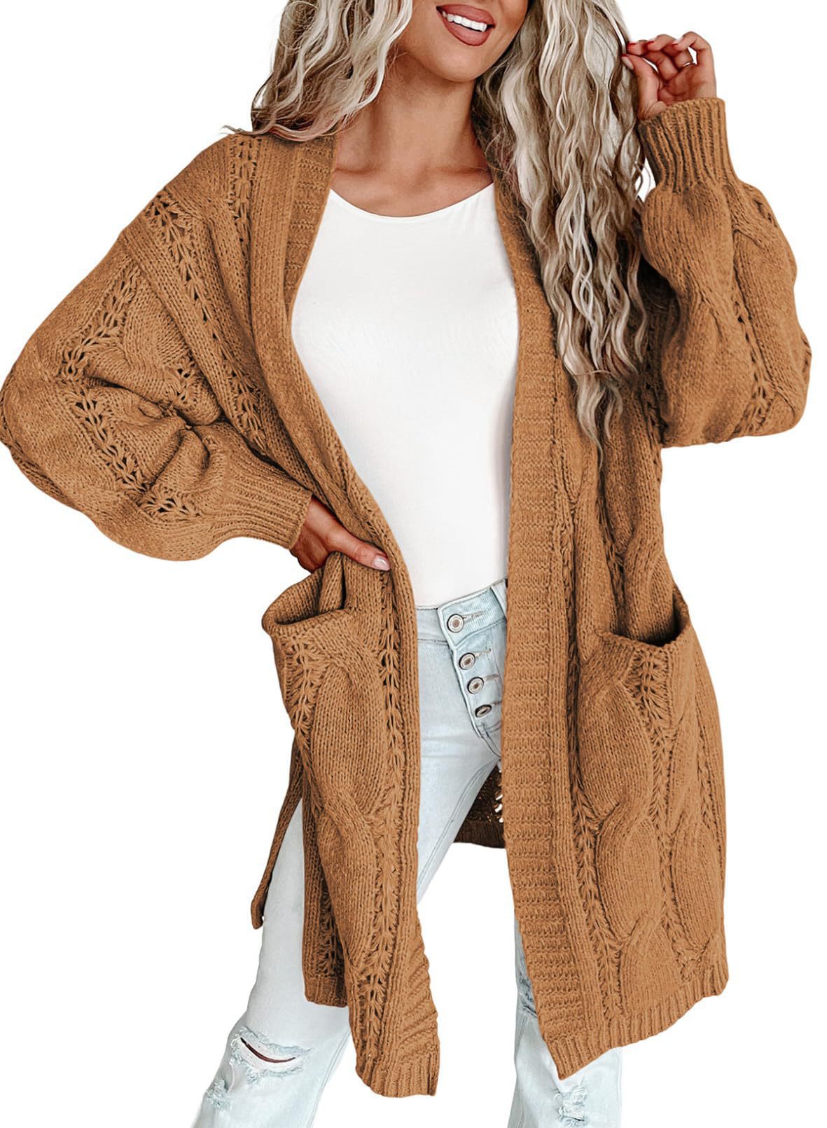 European And American Style Women Long Cardigan Long Sleeve Sweater With Pockets