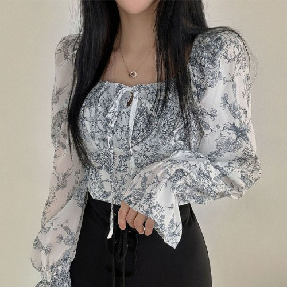 Fashionable Floral Chiffon Shirt for Women