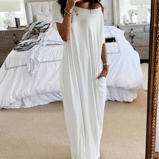 Chic Solid Color Long Dress for Stylish and Cozy Homewear