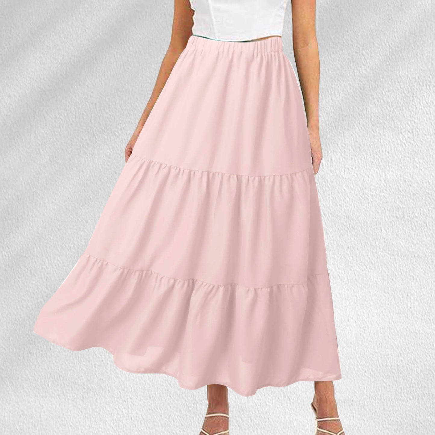 Women's Summer Bohemian Long Skirt Featuring Pockets