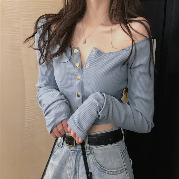 Small Slim High Waist Short Long Sleeve T-shirt