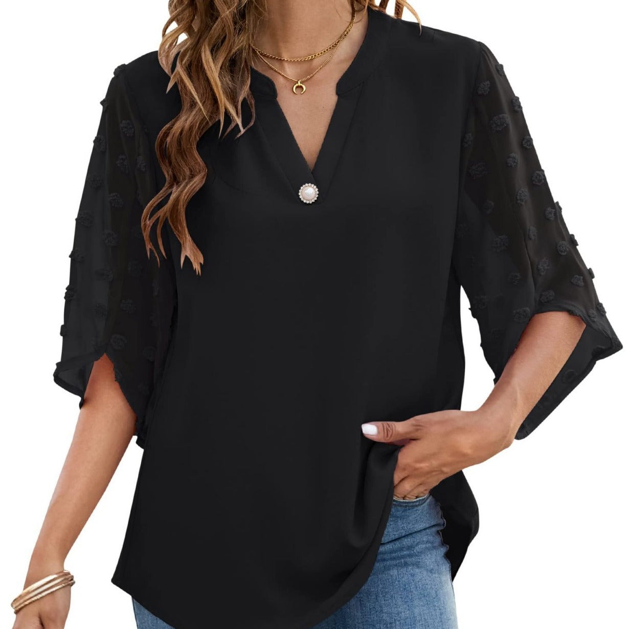 Casual Loose V-Neck Shirt Top – Comfortable and Stylish