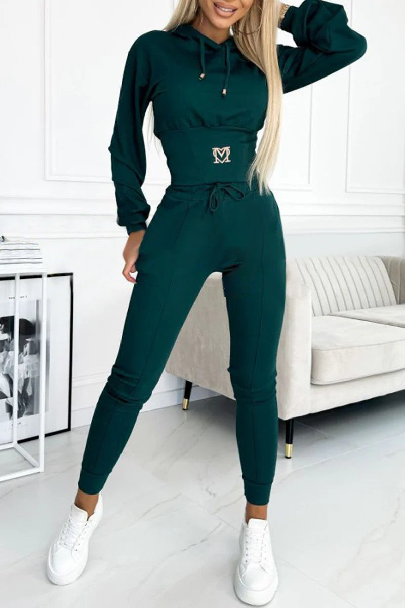 Women's Waist Girdle Sports Suit with Hooded Jacket