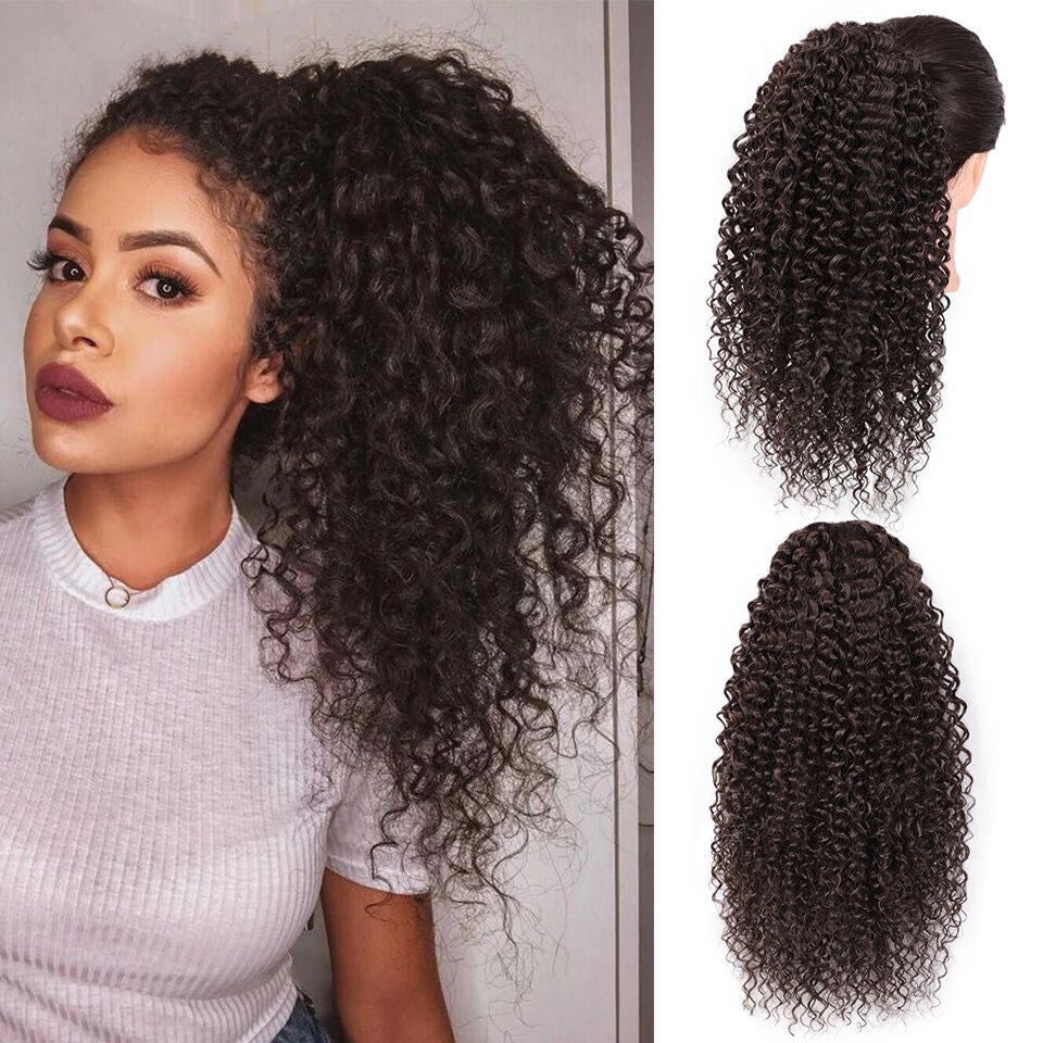 Drawstring puffy ponytail afro curls