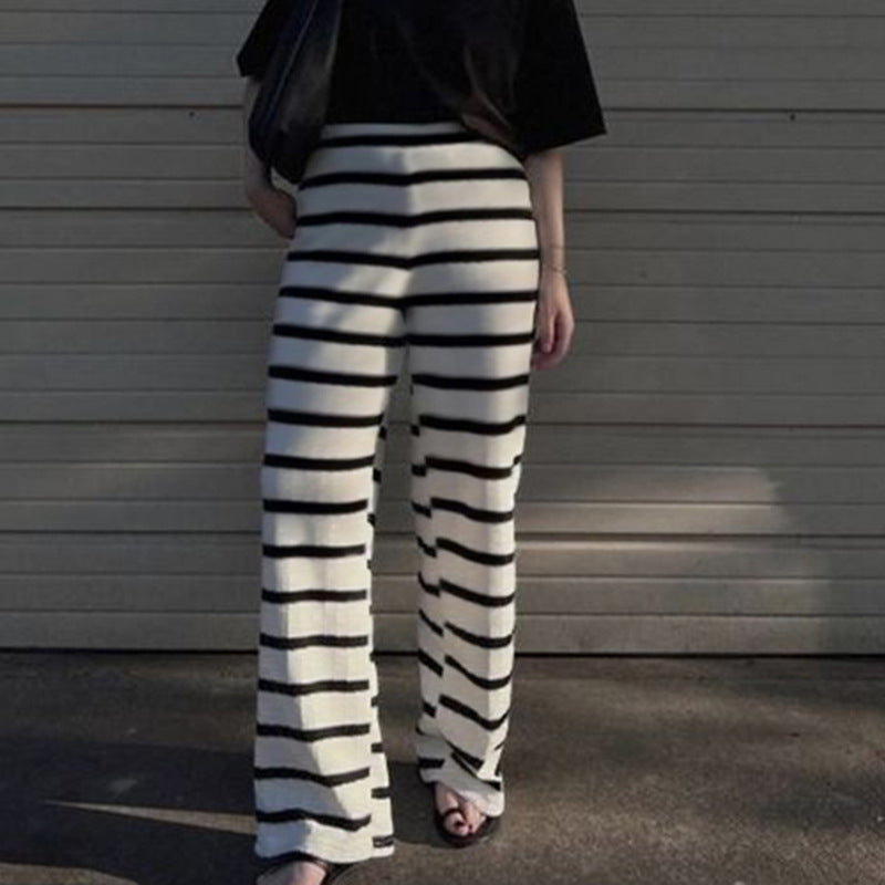 Wide Striped Trousers for Women in European and American Style