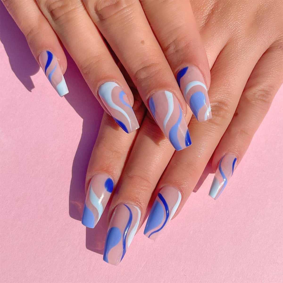 Simple Wave Series Color Matching Wear Finished Product Nail Patch