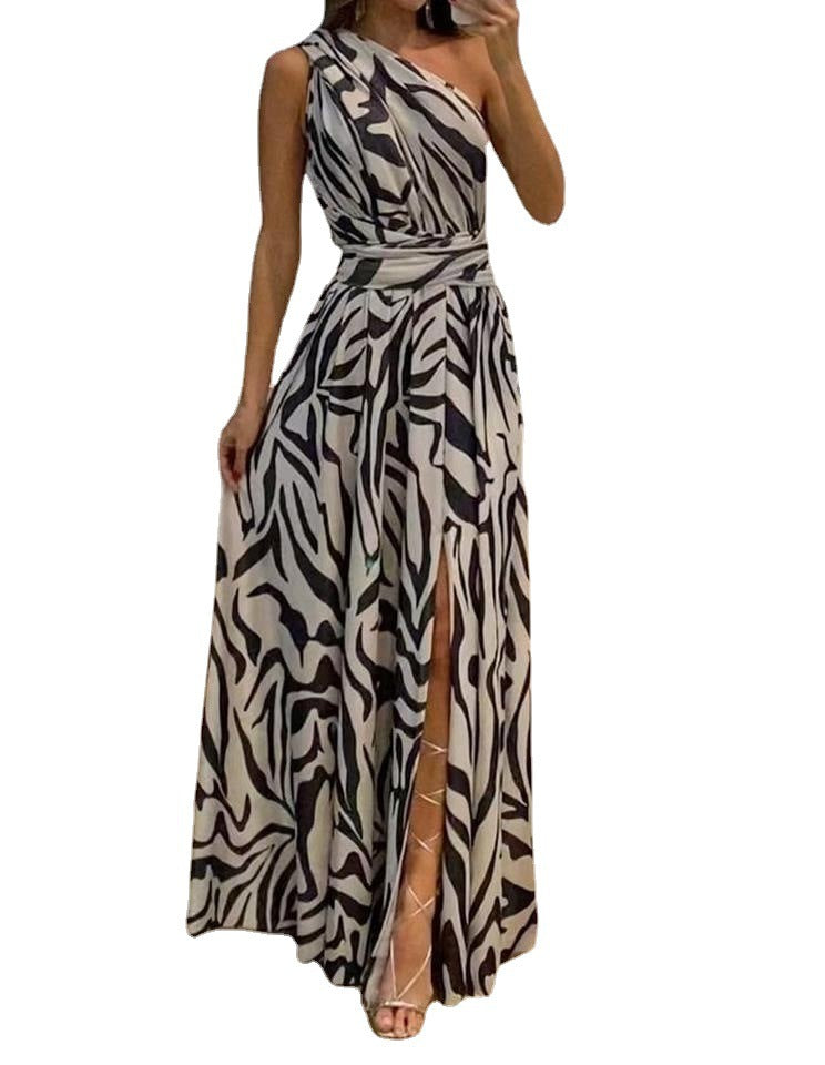 Women's Clothing Exposed Back Sleeveless Printed Long Dress