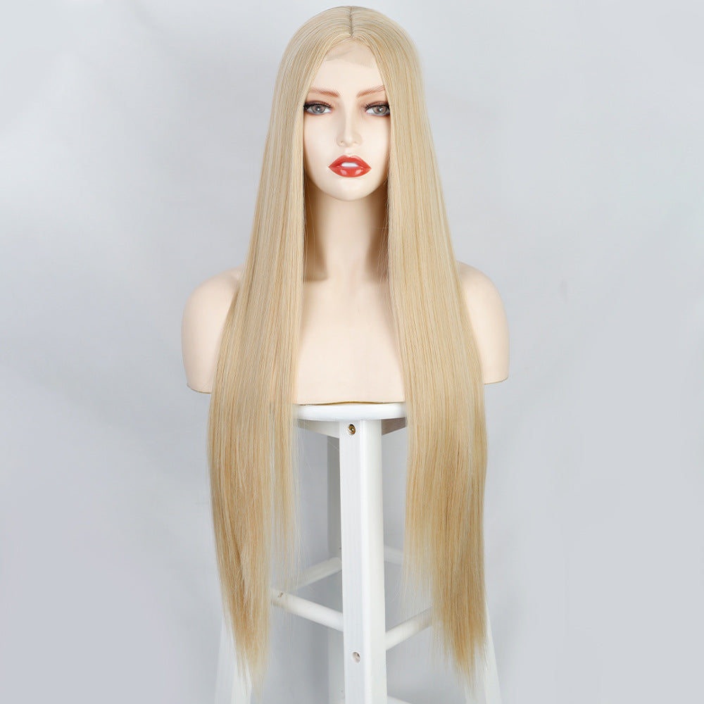 Front Lace Long Straight Hair Chemical Fiber Wig