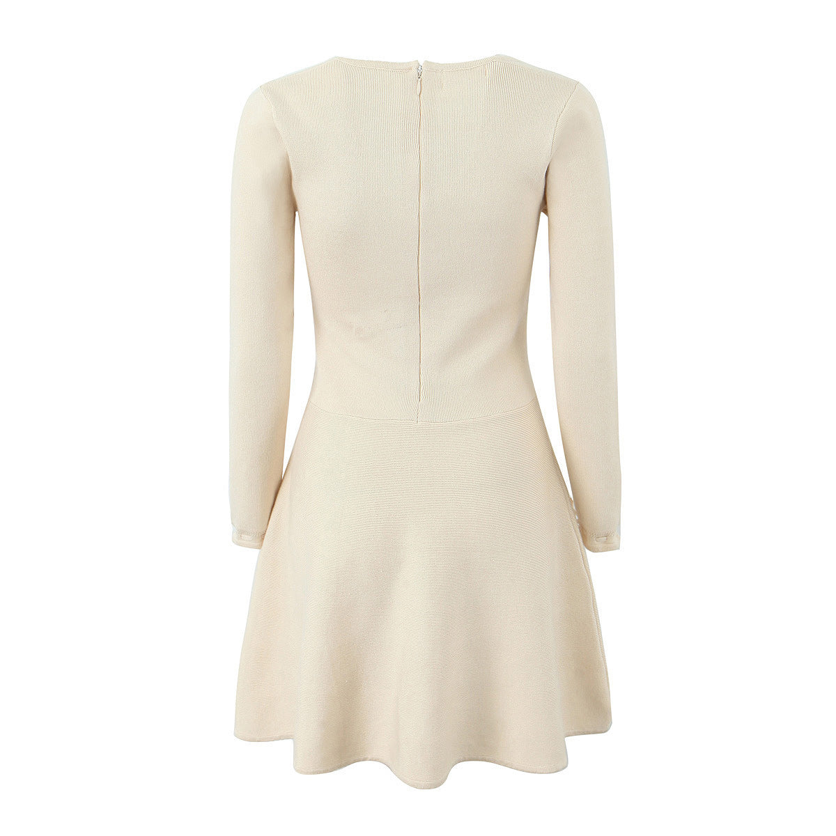 French-Inspired Square Collar Stretch Knit Short Dress