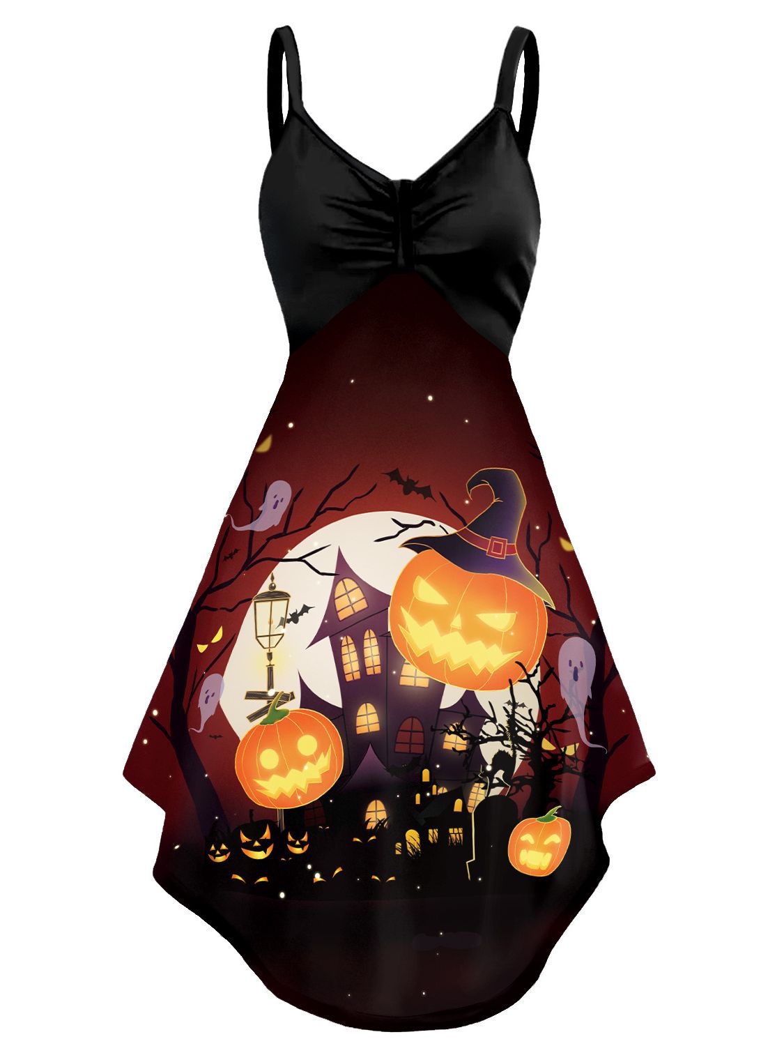 Celebrate Halloween in Style with a Skull Head Printed Slip Dress for Women