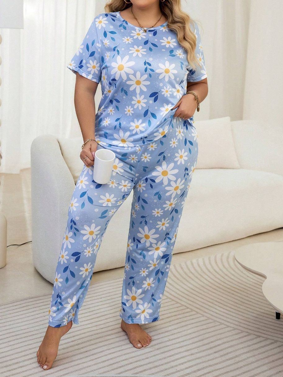 Plus Size Women's Pajama Homewear Suit with Trousers