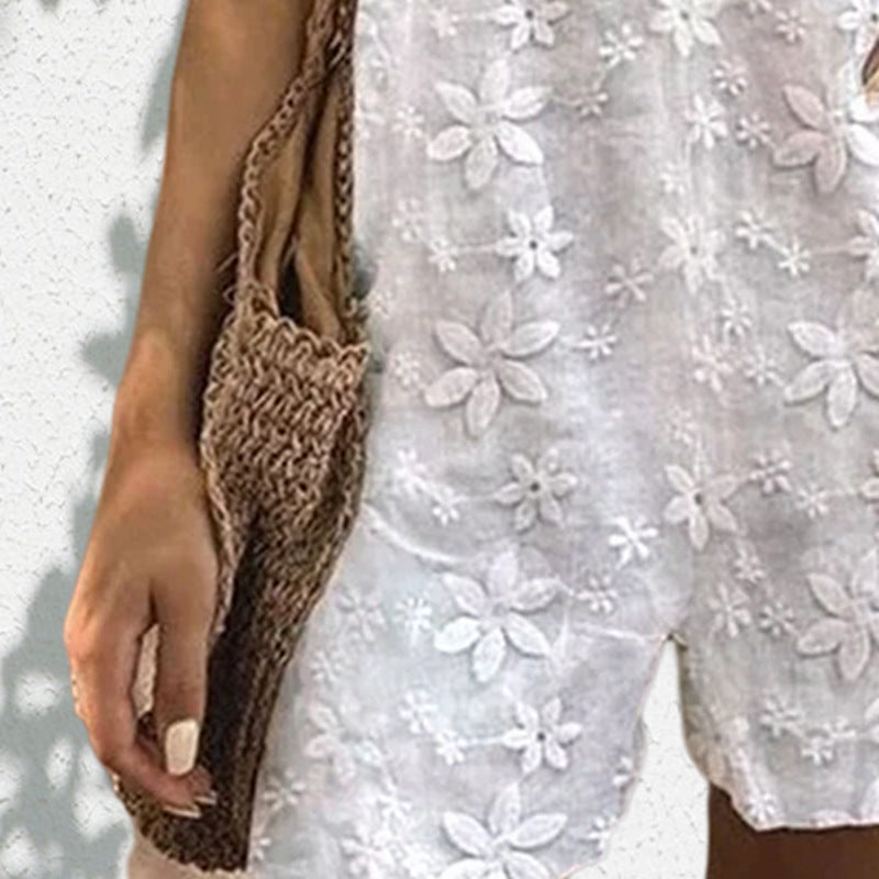 Sweet and Casual Lace Bow Shoulder Strap Jumpsuit