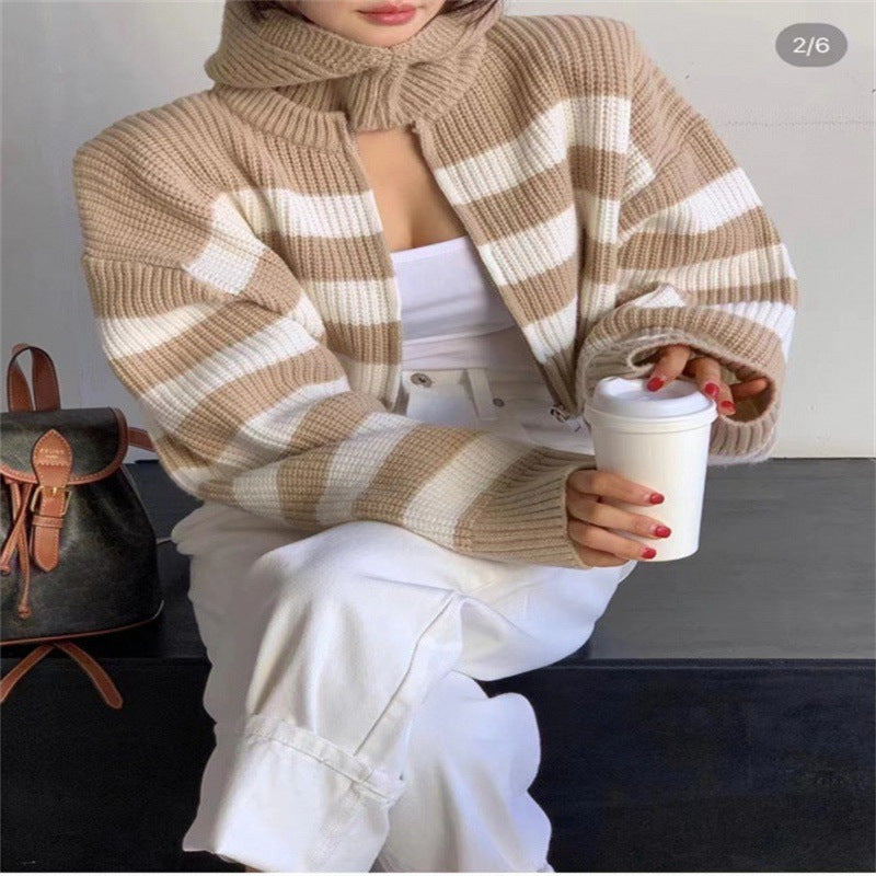 Women's Loose Round Neck Striped Sweater