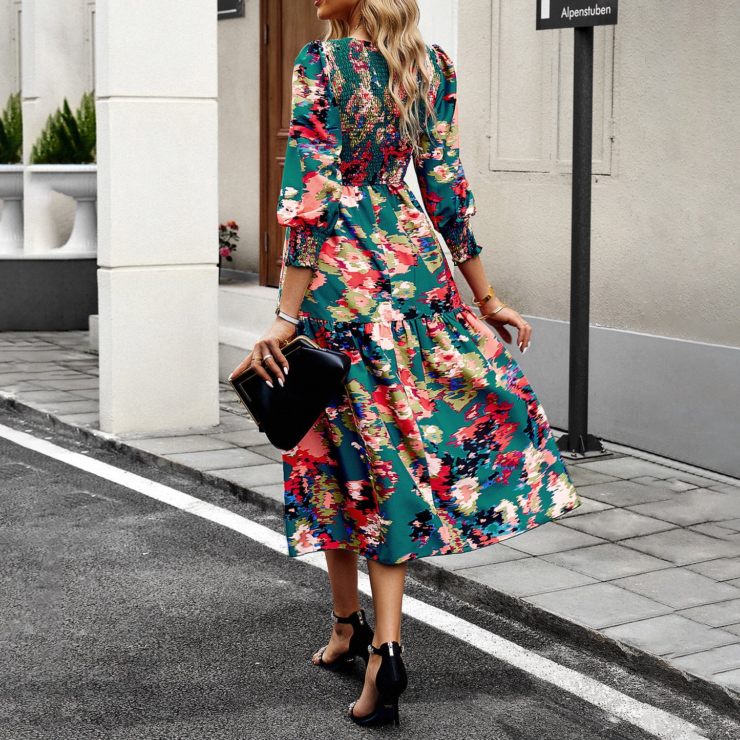 Printed Dress Women's Autumn Temperament Elegant Dress